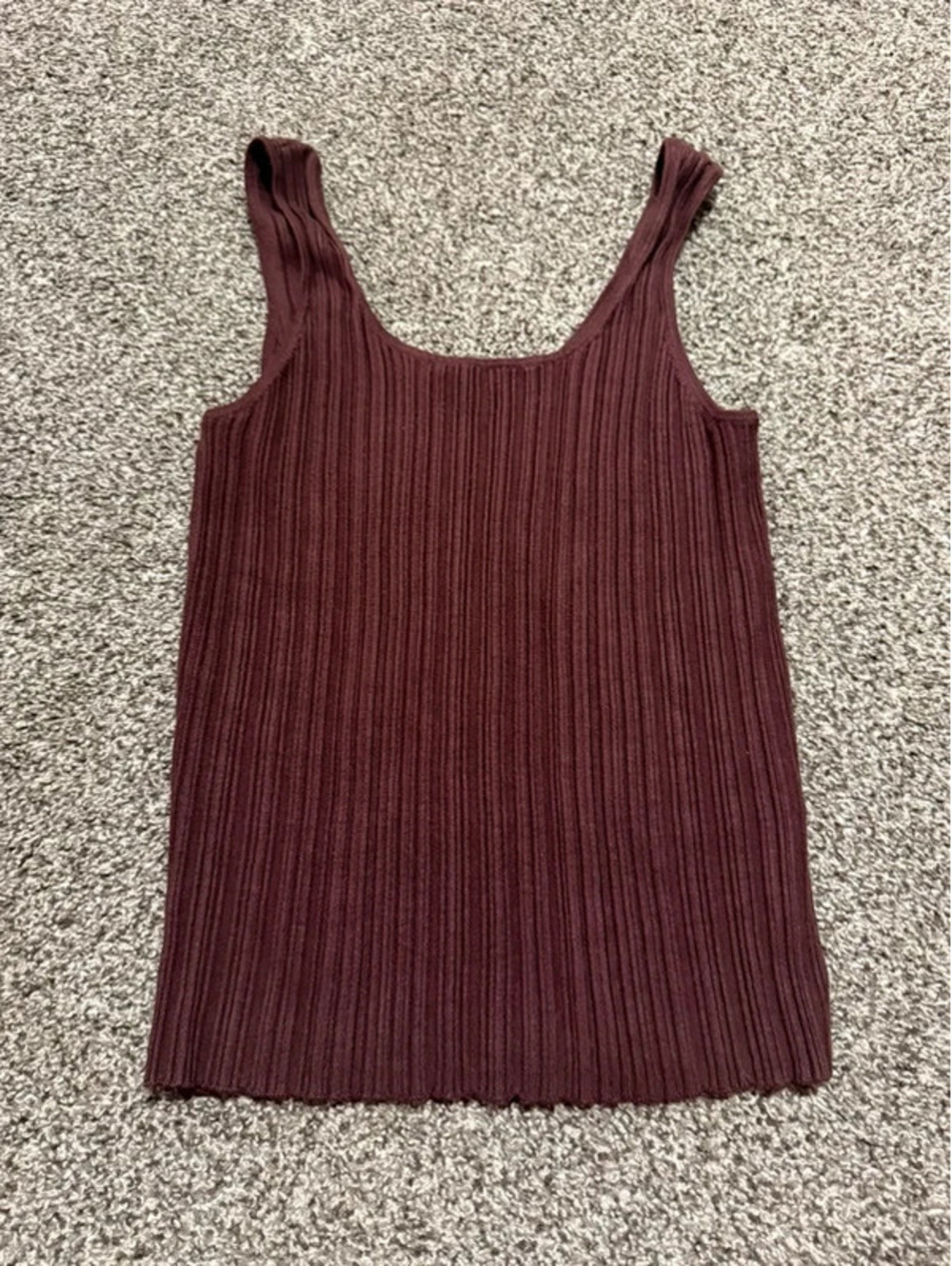 Madewell Women’s Medium Burgundy Ribbed Tank Top Scoop Neck Sleeveless